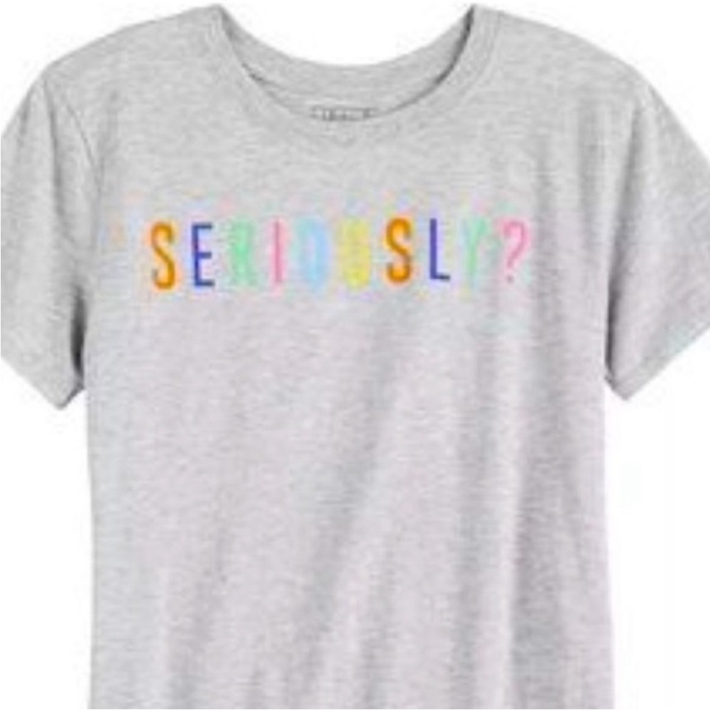 NEW Seriously Rainbow Graphic Short Sleeve Text Tee‎ Heather Grey XXL